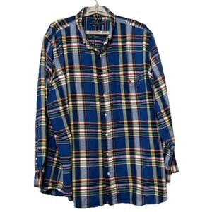 Polo Ralph Lauren Mens 3XB Multi Color Plaid Performance Flannel Stretch Blue